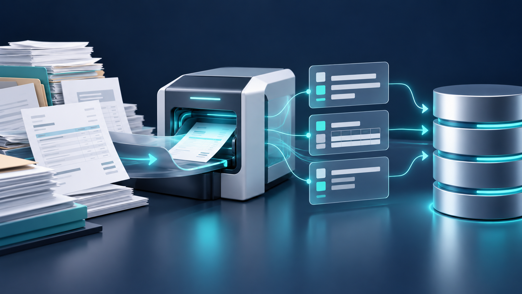 Procesamiento automatizado que extrae y organiza datos de documentos empresariales