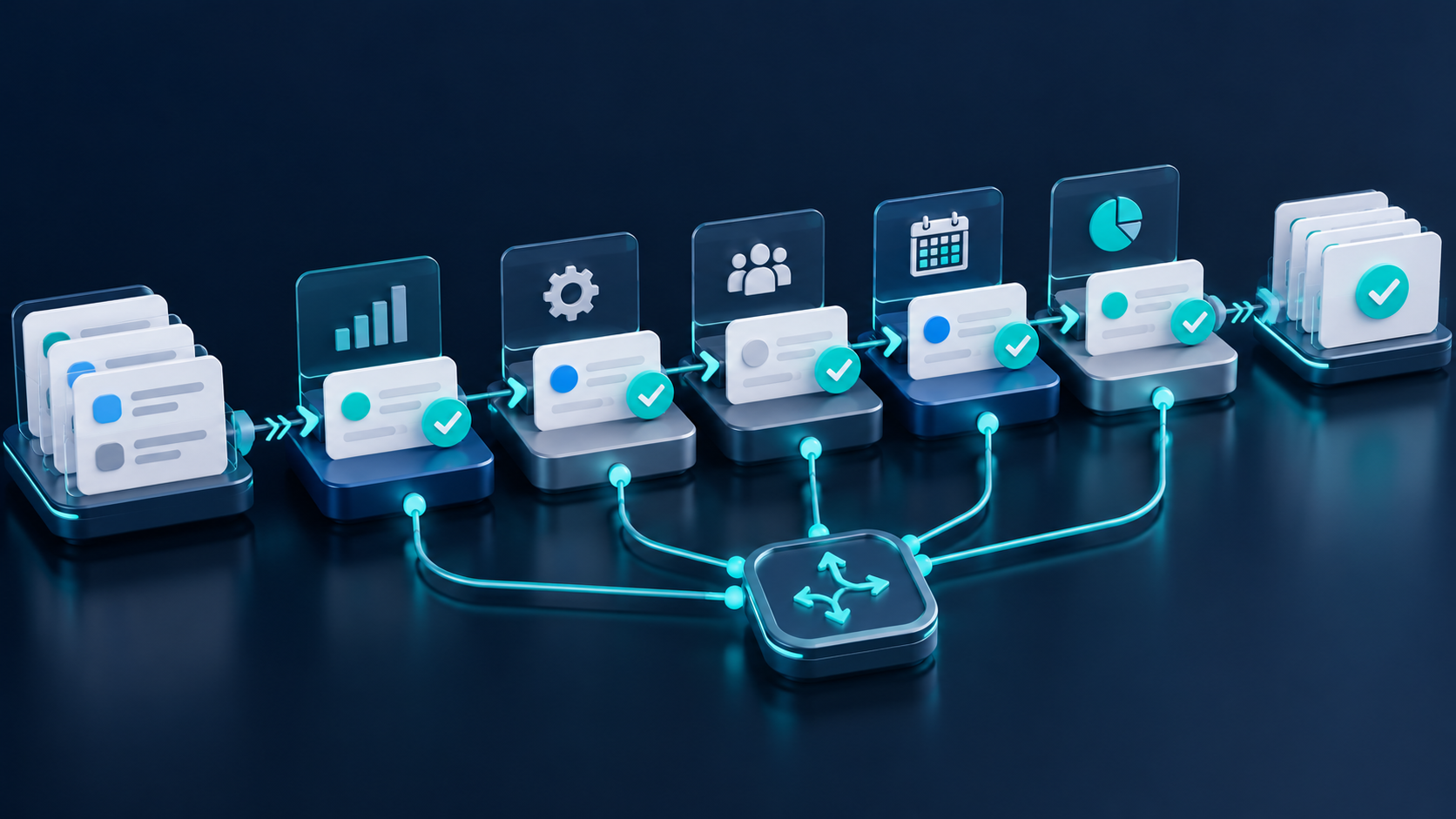 Flujo automatizado que coordina tareas y traspasos entre áreas de una empresa